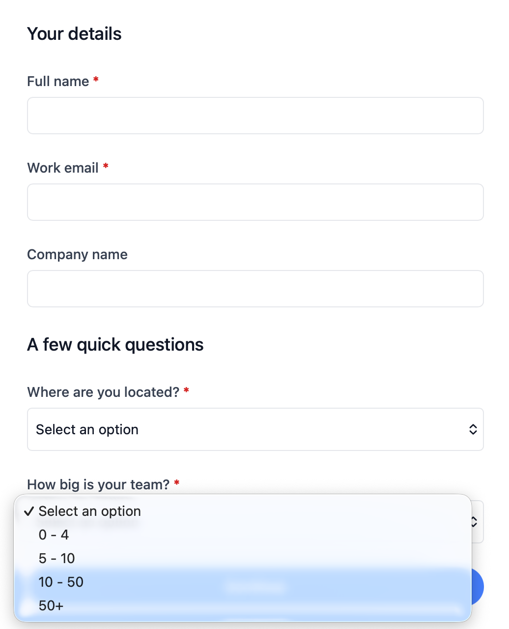 Qualifying form builder in calendr.so with questions, outcomes, and routing rules